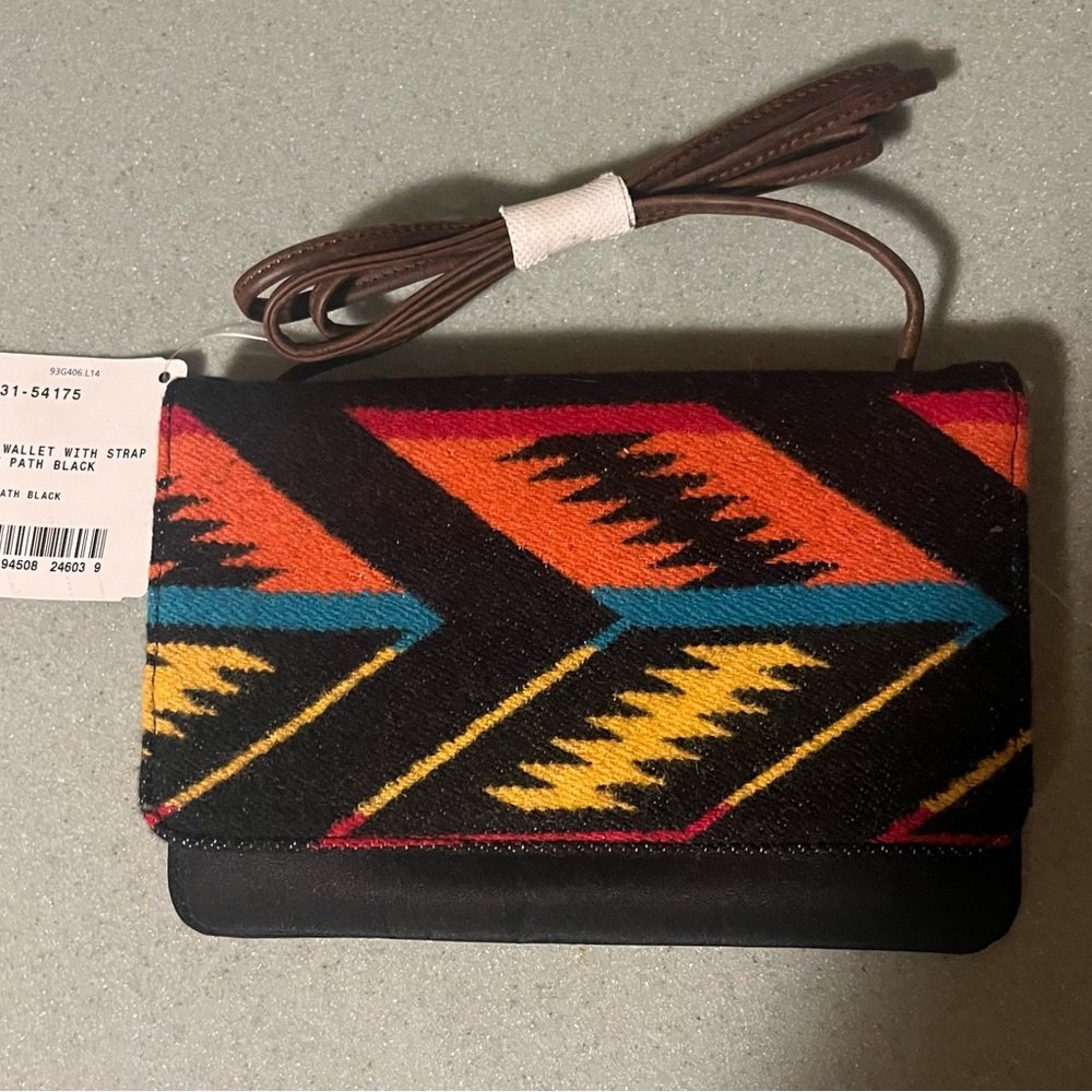 Pendleton Black Crossbody with Orange, Yellow, Bl… - image 2